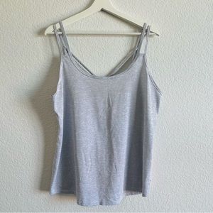 Old Navy Active Workout Tank | White/ Grey Stripe | Size XL